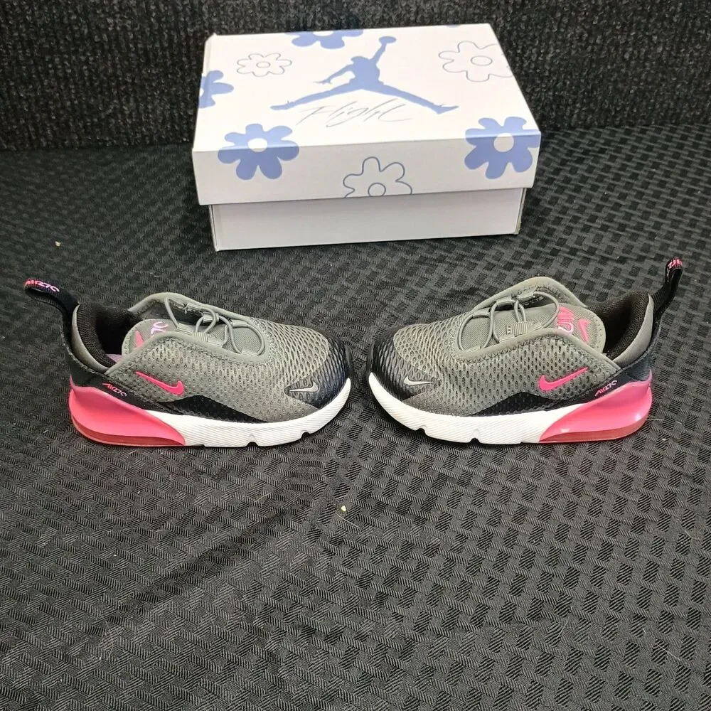 Nike Air Max 270 Smoke gray/pink Sneakers Shoes (Toddler Size 8C) #DD1646-031
